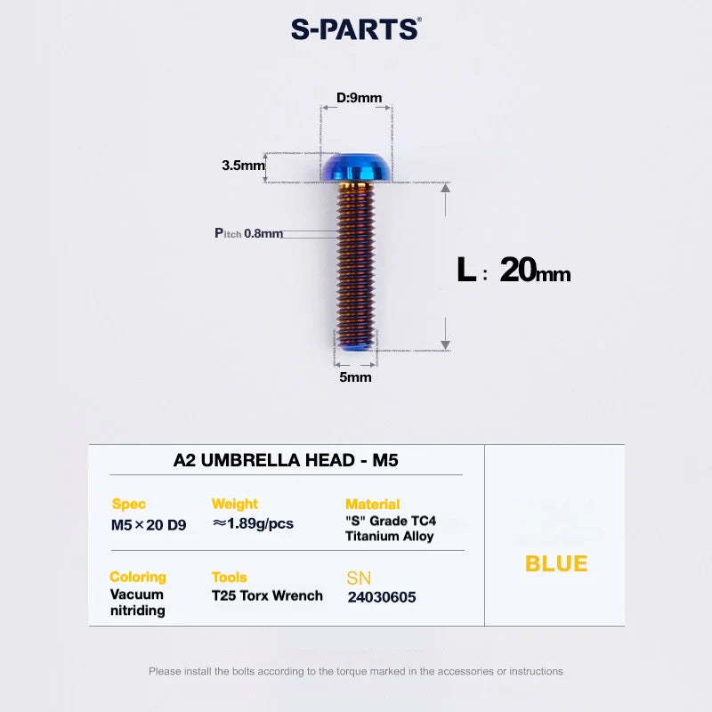 S-PARTS A2 Titanium UMBRELLA HEAD M5 × 8