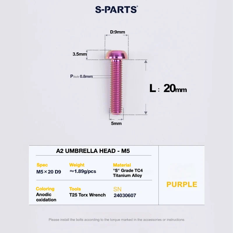 S-PARTS A2 Titanium UMBRELLA HEAD M5 × 8