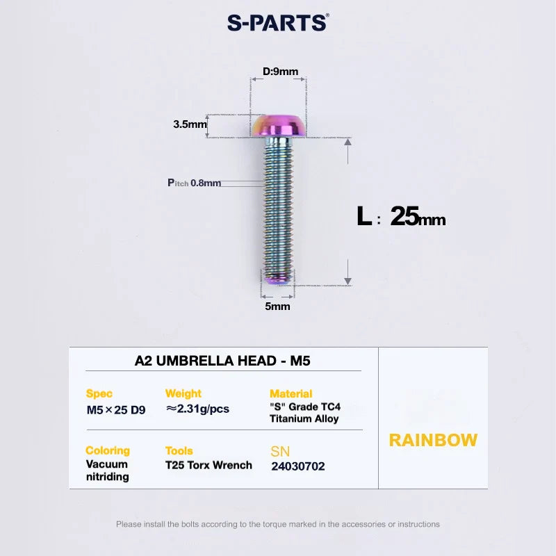 S-PARTS A2 Titanium UMBRELLA HEAD M5 × 8