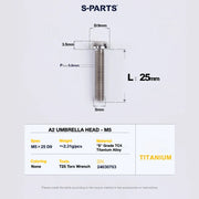 S-PARTS A2 Titanium UMBRELLA HEAD M5 × 8