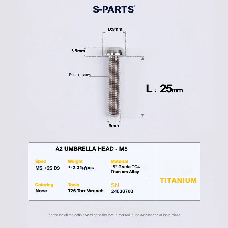 S-PARTS A2 Titanium UMBRELLA HEAD M5 × 8