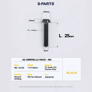 S-PARTS A2 Titanium UMBRELLA HEAD M5 × 8