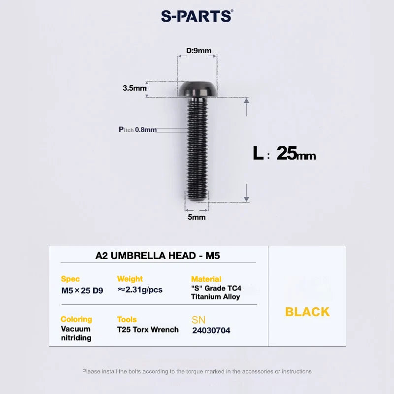 S-PARTS A2 Titanium UMBRELLA HEAD M5 × 8