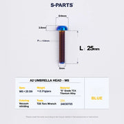 S-PARTS A2 Titanium UMBRELLA HEAD M5 × 8