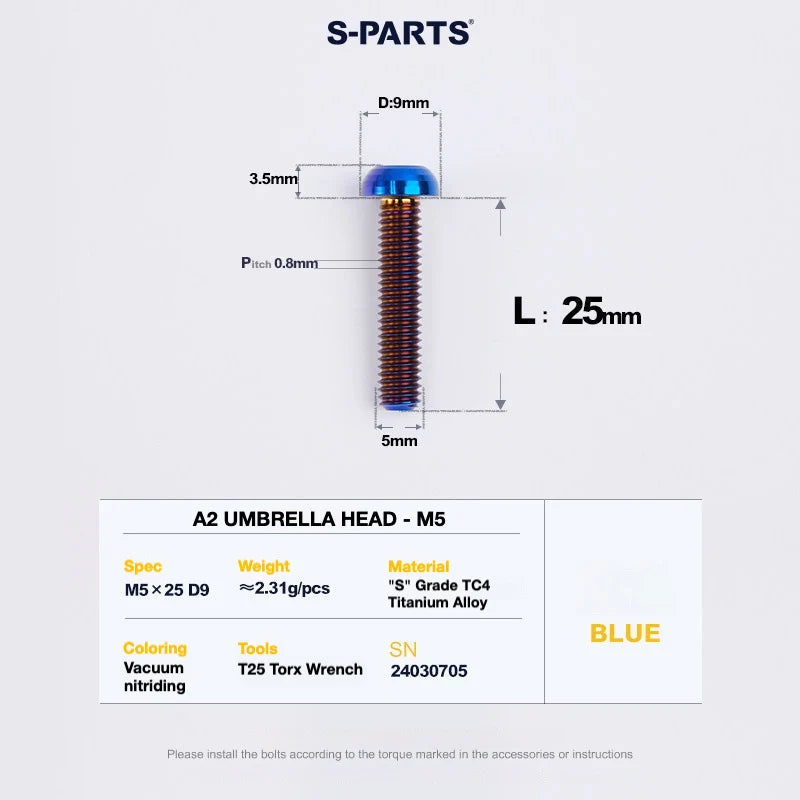 S-PARTS A2 Titanium UMBRELLA HEAD M5 × 8