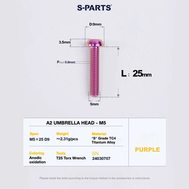 S-PARTS A2 Titanium UMBRELLA HEAD M5 × 8