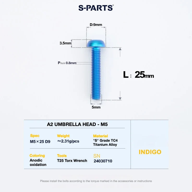 S-PARTS A2 Titanium UMBRELLA HEAD M5 × 8