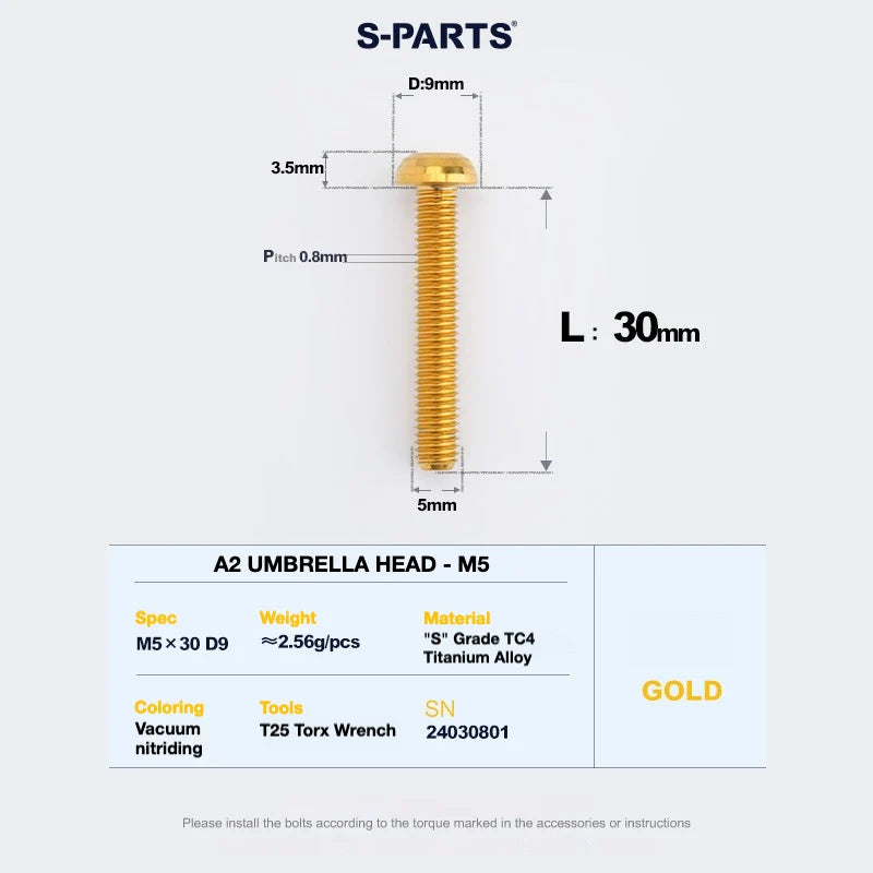 S-PARTS A2 Titanium UMBRELLA HEAD M5 × 8