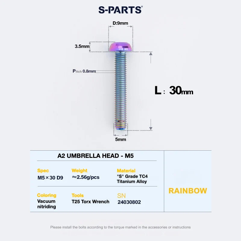 S-PARTS A2 Titanium UMBRELLA HEAD M5 × 8