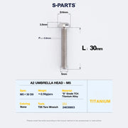 S-PARTS A2 Titanium UMBRELLA HEAD M5 × 8