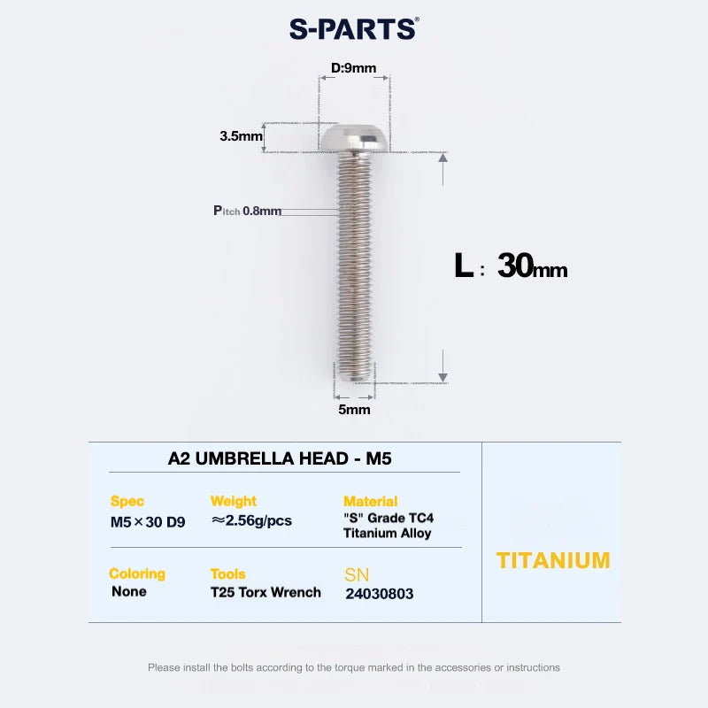 S-PARTS A2 Titanium UMBRELLA HEAD M5 × 8