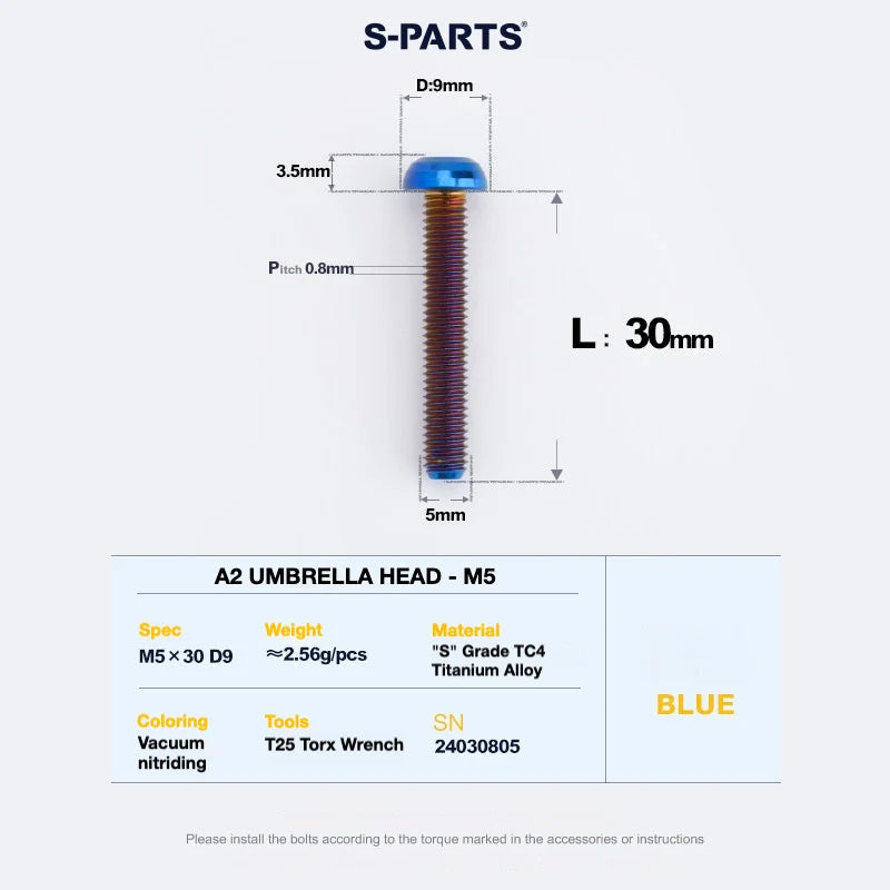 S-PARTS A2 Titanium UMBRELLA HEAD M5 × 8