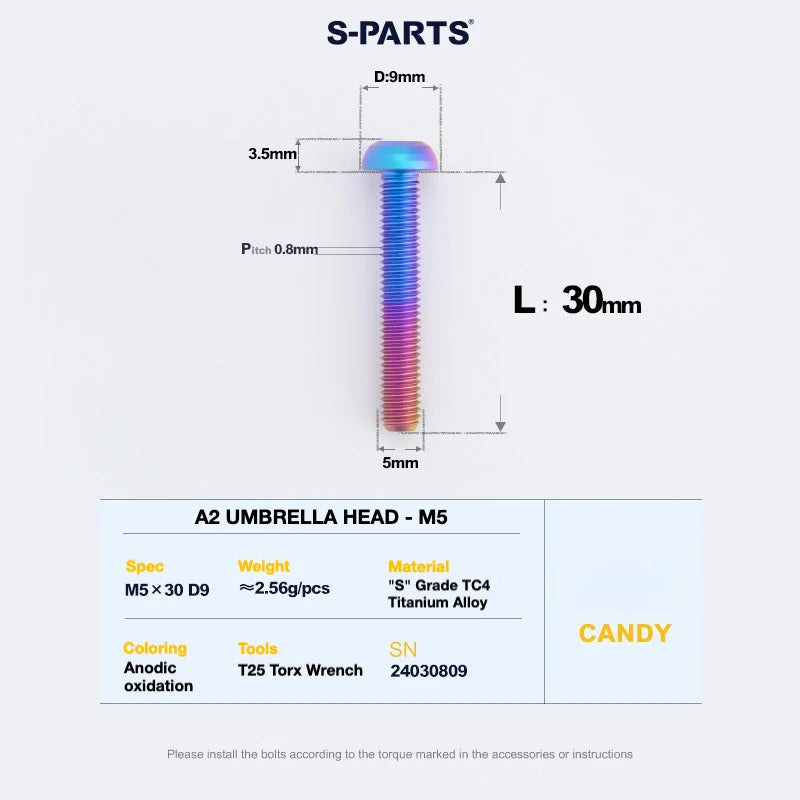 S-PARTS A2 Titanium UMBRELLA HEAD M5 × 8