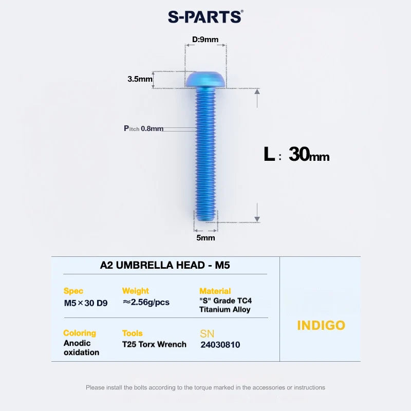 S-PARTS A2 Titanium UMBRELLA HEAD M5 × 8