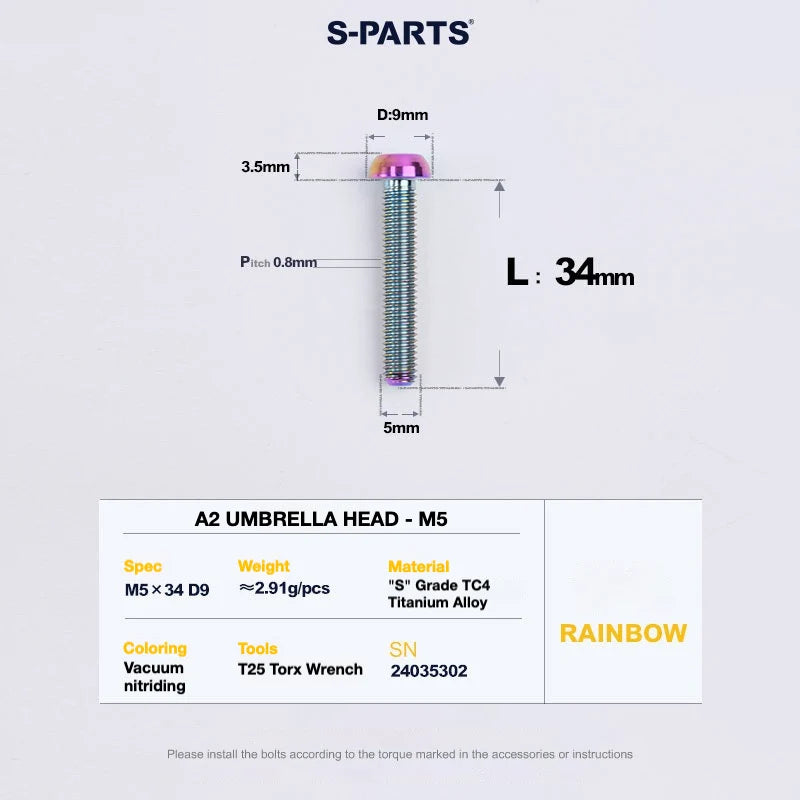 S-PARTS A2 Titanium UMBRELLA HEAD M5 × 8