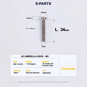 S-PARTS A2 Titanium UMBRELLA HEAD M5 × 8