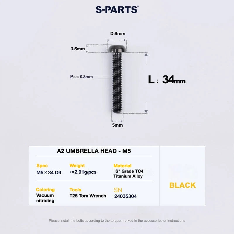 S-PARTS A2 Titanium UMBRELLA HEAD M5 × 8