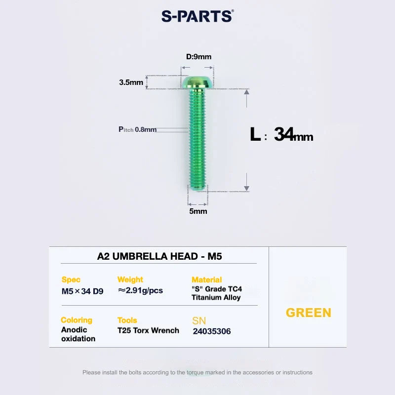 S-PARTS A2 Titanium UMBRELLA HEAD M5 × 8