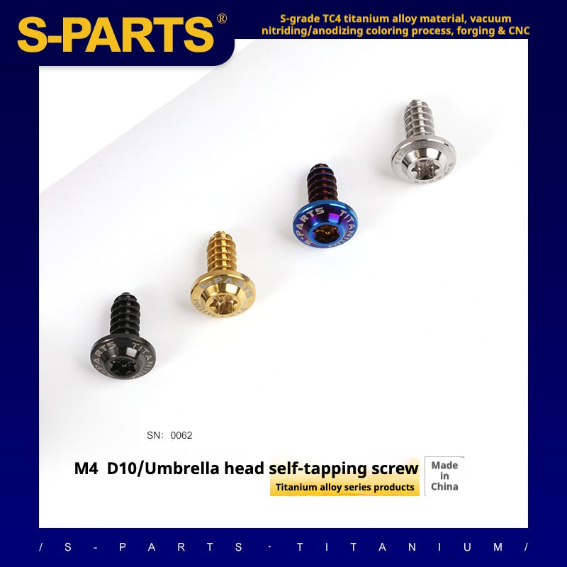S-PARTS A3 M4 Umbrella Head Self-Tapping Titanium Screws — L12–20mm D10