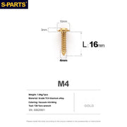 S-PARTS A3 M4 Umbrella Head Self-Tapping Titanium Screws — L12–20mm D10 L16mm Gold
