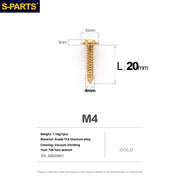 S-PARTS A3 M4 Umbrella Head Self-Tapping Titanium Screws — L12–20mm D10 L20mm Gold