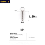 S-PARTS A3 M4 Umbrella Head Self-Tapping Titanium Screws — L12–20mm D10 L20mm