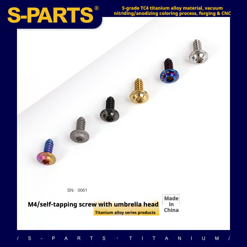 S-PARTS A3 M4 Umbrella Head Self-Tapping Titanium Screws — L12–30mm D8.5