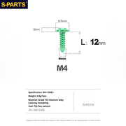 S-PARTS A3 M4 Umbrella Head Self-Tapping Titanium Screws — L12–30mm D8.5 L12mm Green