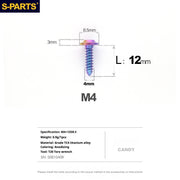 S-PARTS A3 M4 Umbrella Head Self-Tapping Titanium Screws — L12–30mm D8.5 L12mm Candy