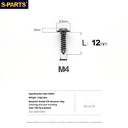 S-PARTS A3 M4 Umbrella Head Self-Tapping Titanium Screws — L12–30mm D8.5 L12mm Black