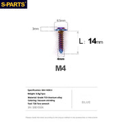 S-PARTS A3 M4 Umbrella Head Self-Tapping Titanium Screws — L12–30mm D8.5 L14mm Blue