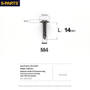 S-PARTS A3 M4 Umbrella Head Self-Tapping Titanium Screws — L12–30mm D8.5 L14mm Black