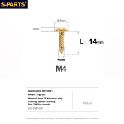 S-PARTS A3 M4 Umbrella Head Self-Tapping Titanium Screws — L12–30mm D8.5 L14mm Gold