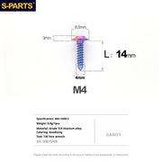 S-PARTS A3 M4 Umbrella Head Self-Tapping Titanium Screws — L12–30mm D8.5 L14mm Candy