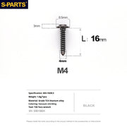S-PARTS A3 M4 Umbrella Head Self-Tapping Titanium Screws — L12–30mm D8.5 L16mm Black
