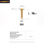 S-PARTS A3 M4 Umbrella Head Self-Tapping Titanium Screws — L12–30mm D8.5 L16mm Gold