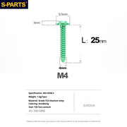 S-PARTS A3 M4 Umbrella Head Self-Tapping Titanium Screws — L12–30mm D8.5 L25mm Green