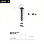 S-PARTS A3 M4 Umbrella Head Self-Tapping Titanium Screws — L12–30mm D8.5 L25mm Black