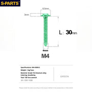 S-PARTS A3 M4 Umbrella Head Self-Tapping Titanium Screws — L12–30mm D8.5 L30mm Green