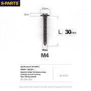 S-PARTS A3 M4 Umbrella Head Self-Tapping Titanium Screws — L12–30mm D8.5 L30mm Black