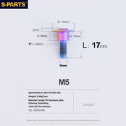 S-PARTS A3 M5 Umbrella Head Step Titanium Screws — Multiple Configurations M5 L17 D14 step screws D7.5 H6