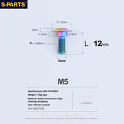 S-PARTS A3 M5 Umbrella Head Step Titanium Screws — Multiple Configurations M5 L12 D12 step screws D8 H3