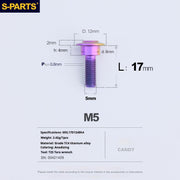 S-PARTS A3 M5 Umbrella Head Step Titanium Screws — Multiple Configurations M5 L17 D12 step screws D8 H4