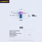 S-PARTS A3 M5 Umbrella Head Step Titanium Screws — Multiple Configurations M5 L10 D13 step screws D8 H2