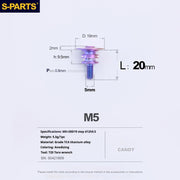 S-PARTS A3 M5 Umbrella Head Step Titanium Screws — Multiple Configurations M5 L20 D19 step screws D12 H9.5