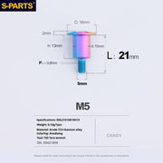 S-PARTS A3 M5 Umbrella Head Step Titanium Screws — Multiple Configurations M5 L21 D16 step screws D10 H13
