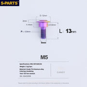 S-PARTS A3 M5 Umbrella Head Step Titanium Screws — Multiple Configurations M5 L13 D12 step screws D8.5 H4