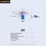 S-PARTS A3 M5 Umbrella Head Step Titanium Screws — Multiple Configurations M5 L10 D14 step screws D7 H2