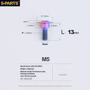 S-PARTS A3 M5 Umbrella Head Step Titanium Screws — Multiple Configurations M5 L13 D14 step screws D9 H3
