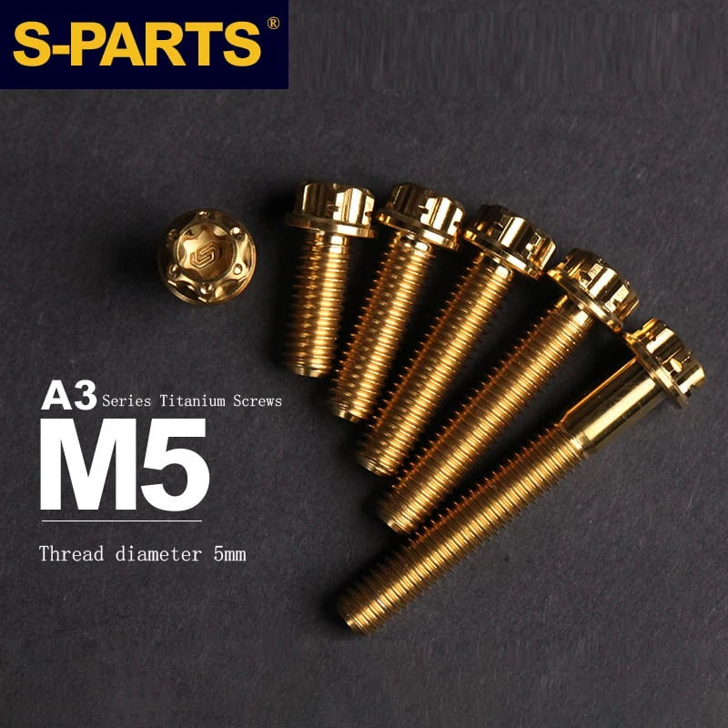 S-PARTS A3 Series M5 Titanium Alloy Screws Bolts Standard Parts for Motorcycles and Cars